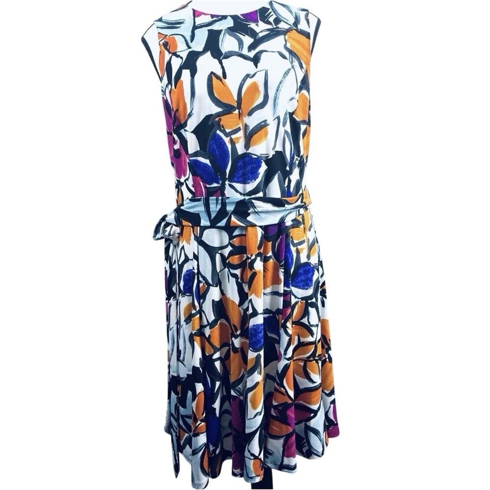Lauren Ralph Lauren Floral Wrap Dress Sleeveless Fit Flare Belted Size 10 - Picture 2 of 8
